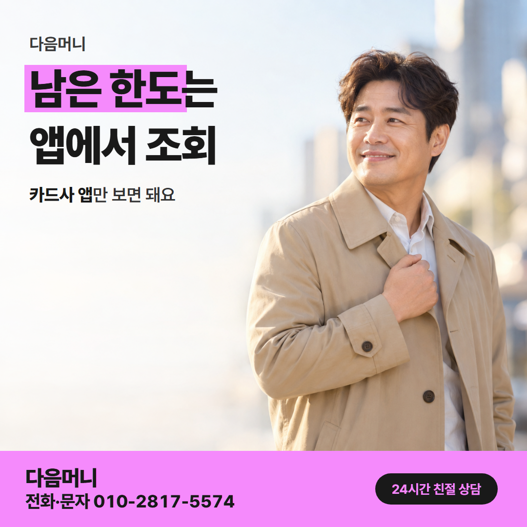 다음머니 안양카드깡 이용 가능 금액